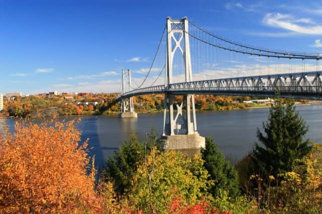 Mid Hudson Bridge looking across the river from Highland to Poughkeepsie, New York
