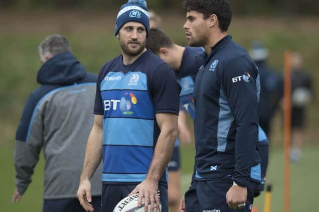 Scotland's Sean Maitland, right, with fellow winger Tommy Seymour. Picture: Craig Foy/SNS