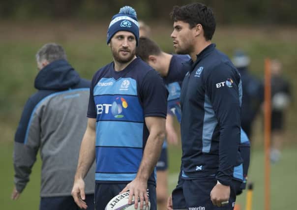 Scotland's Sean Maitland, right, with fellow winger Tommy Seymour. Picture: Craig Foy/SNS