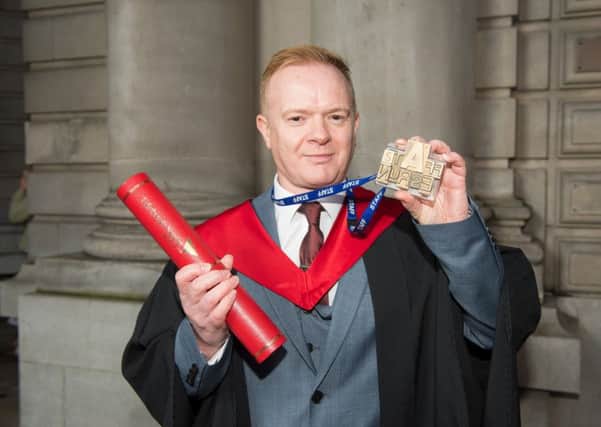 David Easton Graduated with a Batchelor of Nursing with Distinctionat Edinburgh Napier University awards day having studied printing there many years before