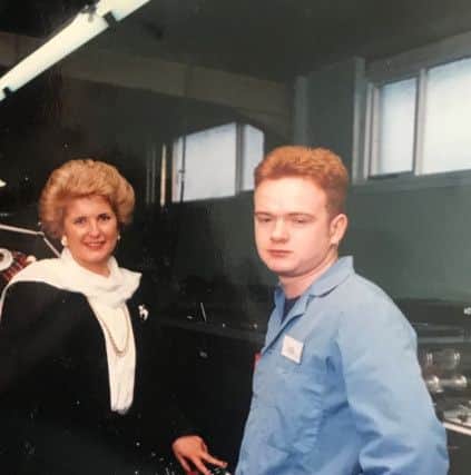 David Easton with the late Brenda Dean, general secretary of print union SOGAT, at the opening of a new press at MacDonald Printers in around 1990.