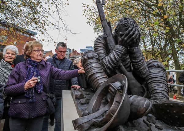 A statue of an exhausted soldier, inspired by the poetry of Wilfred Owen, was unveiled in Birkenhead on Sunday (Picture: Peter Byrne/PA)