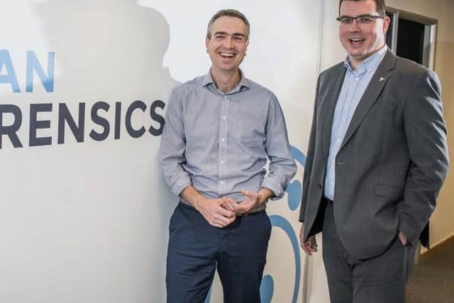 Paul Devlin, investment manager at Mercia Fund Managers and CEO of Cyan Forensics, Ian Stevenson. Picture: Chris Watt