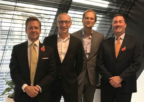 L-R: Jason Sibthorpe, principal and UK managing director, Avison Young; Gerry Hughes, CEO, GVA; Andreas Aschenbrenner, partner at EQT Partners; Mark Rose, chair and CEO, Avison Young. Picture: Contributed