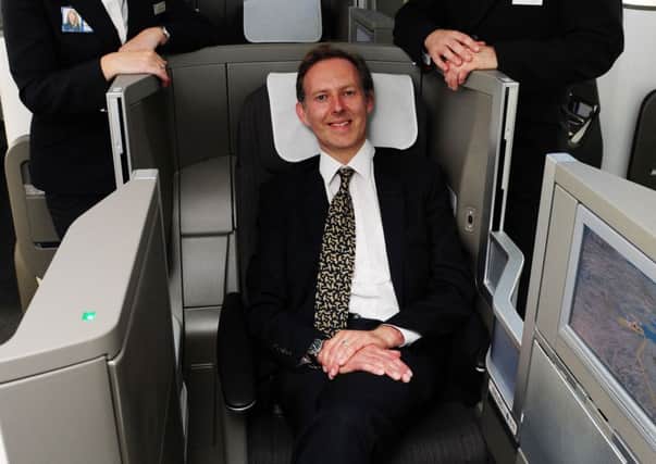 The Scotsman's Alastair Dalton tries out business class seats of a British Airways Boeing 787 Dreamliner but some aspects of flying are tedious. (Picture: Ian Rutherford)