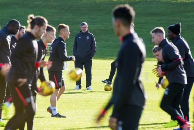 Hearts manager Craig Levein supervises training. Picture: Ross MacDonald/SNS