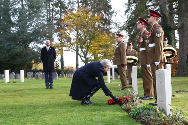 Theresa May in Belgium. (Photo by Gareth Fuller - WPA Pool/Getty Images)