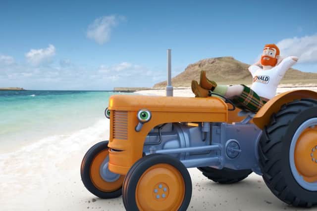 Donald from Skye, who has ginger hair, wears a kilt and drives a curmudgeonly talking tractor, will act as a friendly face for the island and answer questions from its growing numbers of tourists.