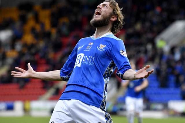 St Johnstone's Murray Davidson opens the scoring. Pic: SNS/Rob Casey