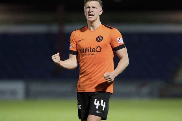 Dundee United's Paul Watson scored the game's only goal. Pic: SNS/Craig Foy