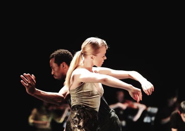 A scene from
Prelude - skydiving from a dream, performed by by Andersson Dance and the Scottish Ensemble