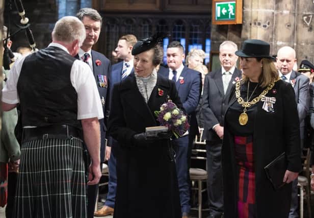 The Princess Royal was among a host of dignitaries to attend the service at Glasgow Cathedral. Picture: Lenny Warren.