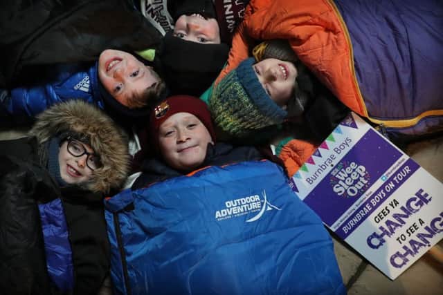 Nine year old mates Robert Hodge, Cole Hood, Ollie Willis, Cosmo MacDougall and Lachlan Johnson get themselves ready for The Wee Sleep Out in the garden in Bonnyrigg.


Picture by Stewart Attwood