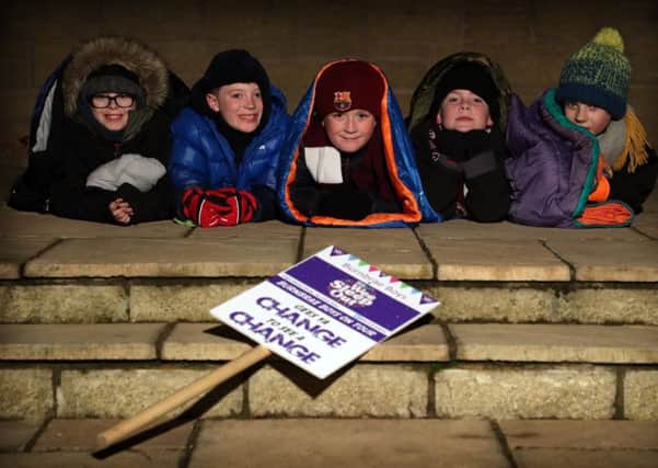 Nine year old mates Robert Hodge, Cole Hood, Ollie Willis, Cosmo MacDougall and Lachlan Johnson get themselves ready for The Wee Sleep Out in the garden in Bonnyrigg.   Picture by Stewart Attwood   All images