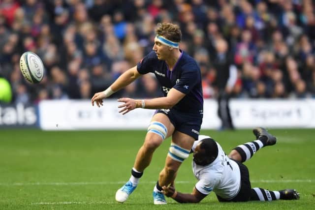 Flanker Jamie Ritchie says scoring against Fiji in his first home Test was a dream come true. Picture: Gary Hutchison/SNS/SRU