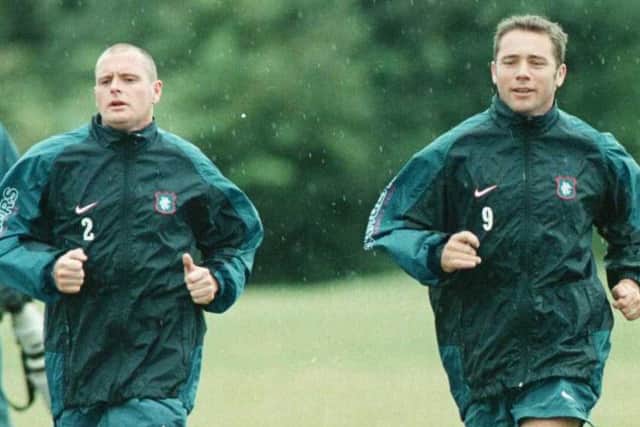 Paul Gascoigne, left, and Ally McCoist during a Rangers training session. Picture: SNS Group