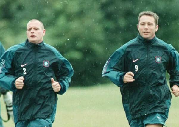 Paul Gascoigne, left, and Ally McCoist during a Rangers training session. Picture: SNS Group