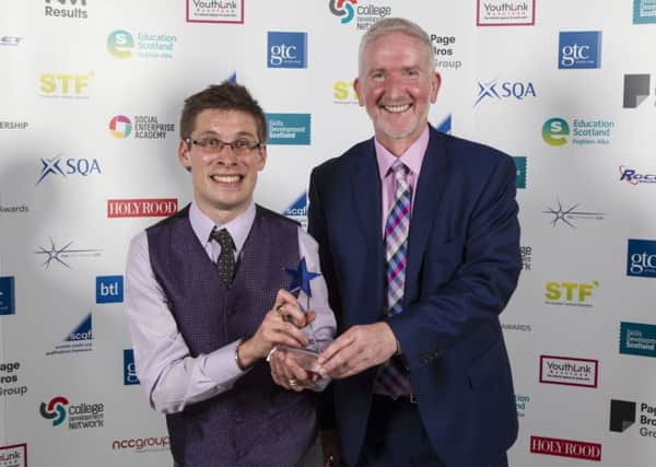 Callum with Stuart McKenna, chief exec of the Scottish Training Federation, who presented him with his award.