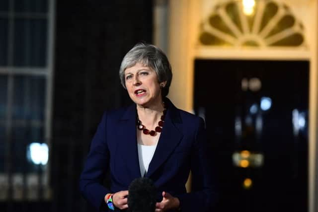 Prime Minister Theresa May makes a statement outside 10 Downing Stree. Picture: PA Wire