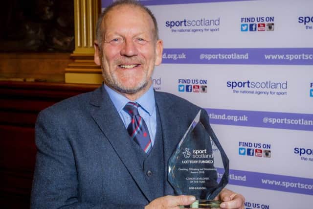 Sportscotland coaching awards 2018   , Bob Easson from Cupar picks up sportscotland Coach Developer of the Year. Pic by Alan Peebles