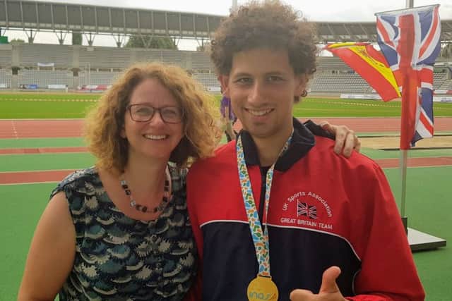 Fife athlete Sam Fernando with his mum Kate.
