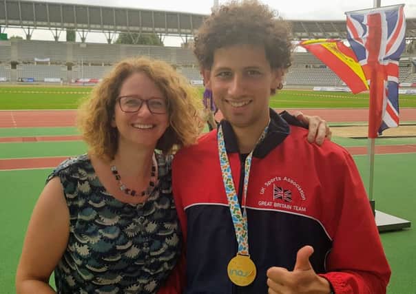 Fife athlete Sam Fernando with his mum Kate.