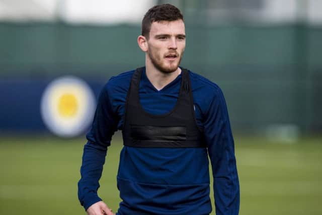 Scotland captain Andrew Robertson during a training session. Picture: Alan Harvey/SNS.