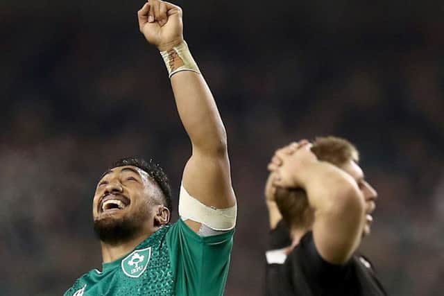 Joy for Bundee Aki of Ireland at full time. Picture: Phil Walter/Getty Images