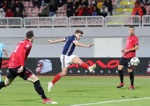 James Forrest scores Scotland's fourth goal. Picture: Adam Davy/PA