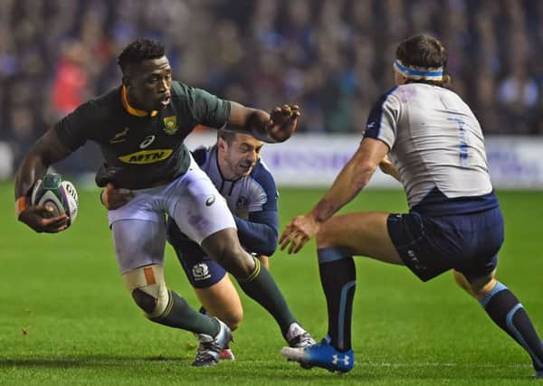 Siya Kolisi in action for South Africa against Scotland at BT Murrayfield in the Autumn Test. Picture: AFP/Getty Images