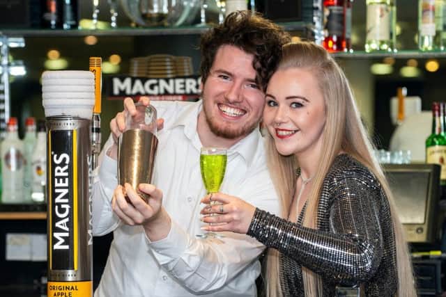 Magners Employability graduates Daryl McGinnis and Caitlin Coffield prepare their cocktails for the ceremony at Celtic Park. Picture: Lenny Warren
