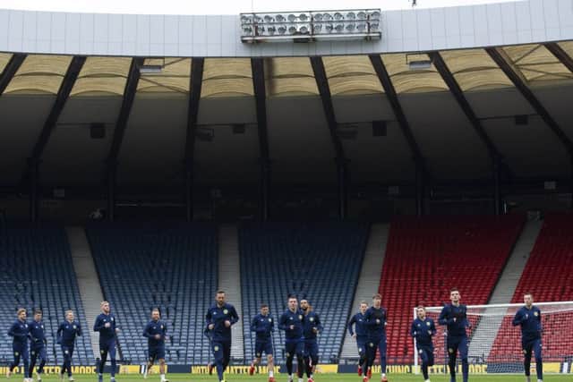 Alex McLeish's Scotland squad are put through their paces at Hampden. Picture: Craig Williamson/SNS/SFA