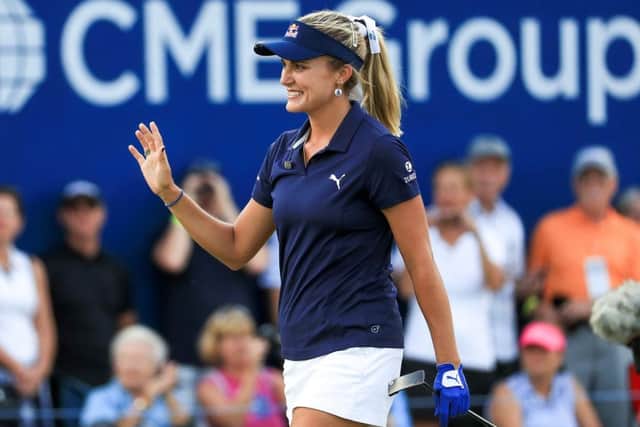 Lexi Thompson walks up the 18th fairway on her way to victory at the LPGA CME Group Tour Championship in Florida. Picture: Mike Ehrmann/Getty Images
