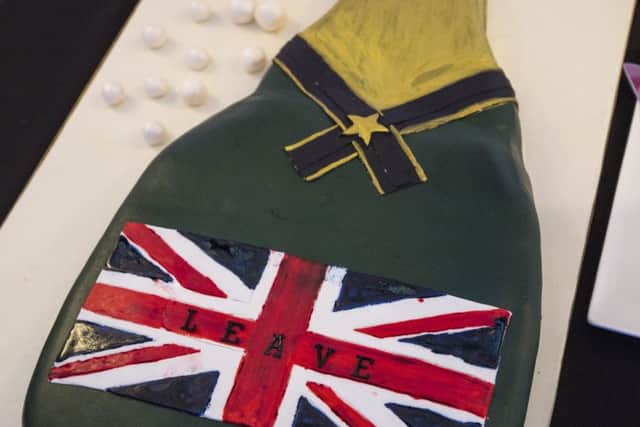 A cake in the shape of a bottle of Champagne at the Leave.EU campaign's referendum day party.  (Picture: Jack Taylor/Getty Images)