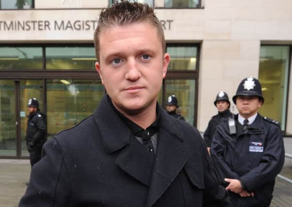Tommy Robinson is apparently planning to go to the Hearts-Rangers game at Tynecastle