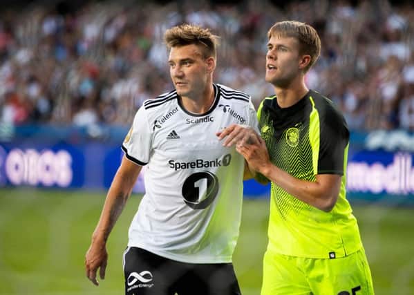 Nicklas Bendtner in action for Rosenborg against Celtic in August. Picture: Getty Images