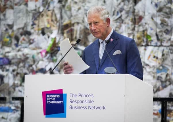 Prince Charles, patron of Business in the Community, at its Waste to Wealth Summit. Picture: Tristan Fewings - WPA Pool/Getty.