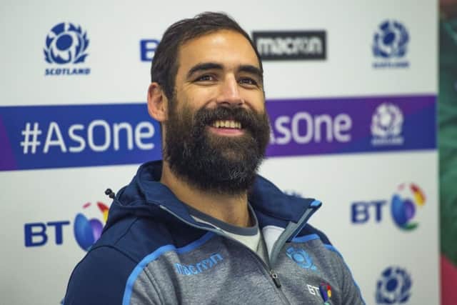 Scotland's Josh Strauss speaks to the media ahead of the Argentina game. Picture: Gary Hutchison/SNS