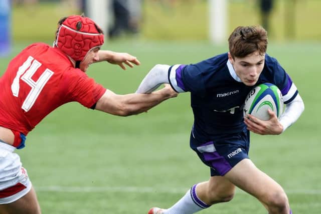 Scotland U18 scrum-half Jamie Dobie was in fine form for Merchiston Castle in the Schools Cup semi-final. Picture: Paul Devlin/SNS