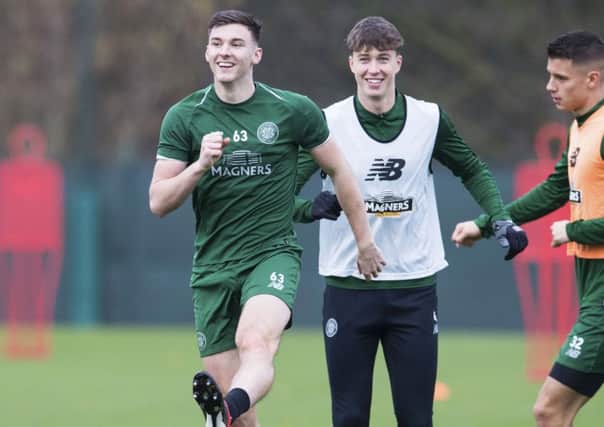 Celtic's Kieran Tierney is back in training and should be fit to face Hamilton on their plastic pitch. Picture: Paul Devlin/SNS
