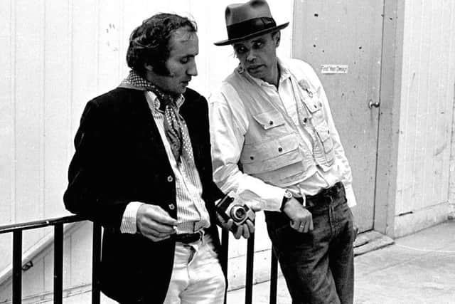 Richard Demarco and Joseph Beuys at Edinburgh College of Art during the installation of Strategy Get Arts, August 1970. Picture: George Oliver. Courtesy of the Demarco European Art Foundation 2016