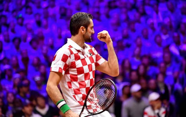 Croatia's Marin Cilic celebrates a point during his singles win over France's Jo-Wilfried Tsonga. Picture: Philippe Huguen/AFP/Getty Images