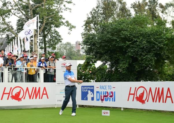 David Drysdale tees off at Fanling in the third round of the Honma Hong Kong Open. Picture: Getty Images