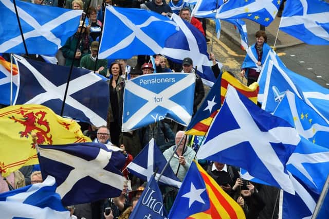 Independence supporters march in Glasgow in May. Picture: Andy Buchanan/Getty