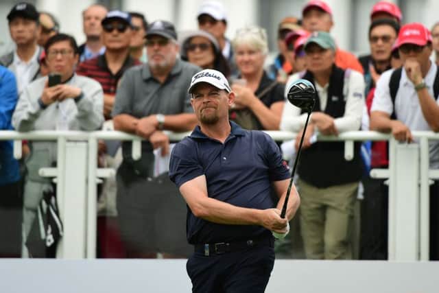 David Drysdale drives during his final round at the Honma Hong Kong Open. Picture: Arep Kulal/Getty