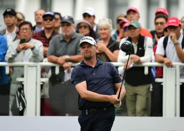 David Drysdale drives during his final round at the Honma Hong Kong Open. Picture: Arep Kulal/Getty