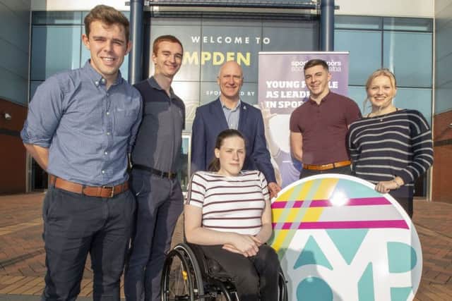 Colette Martin (centre) helped organise the Lead the Way event at Hampden
. Pic: Peter Devlin