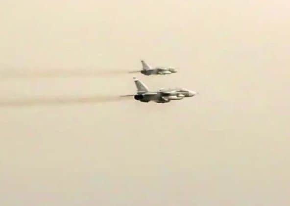 Russian jets in the skies above the HMS Duncan. Picture: Portsmouth News