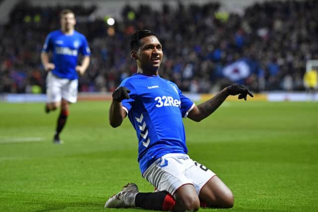 Rangers Alfredo Morelos can equal the Premiership goalscoring record against Hearts for consecutive goals. Picture: SNS/Rob Casey