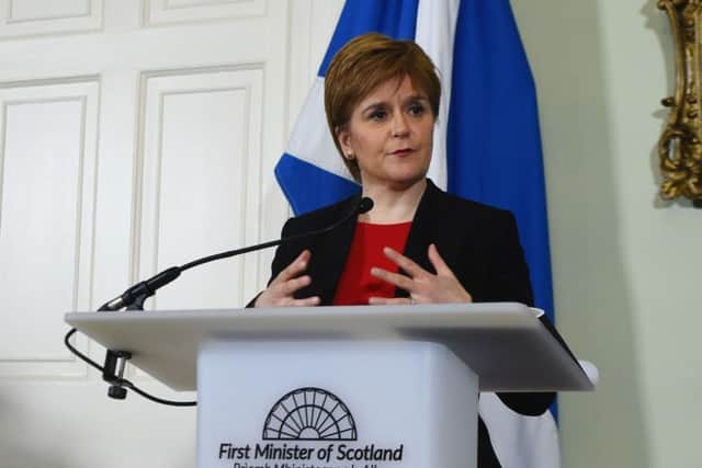 Scotland's First Minister Nicola Sturgeon takes part in a press conference at Bute House in Edinburgh today:ANDY BUCHANAN/AFP/Getty Images